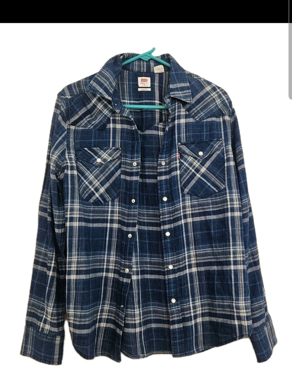 Levi's Men's Classic Western Standard Fit Pearl Snap Plaid Flannel Shirt Size S
